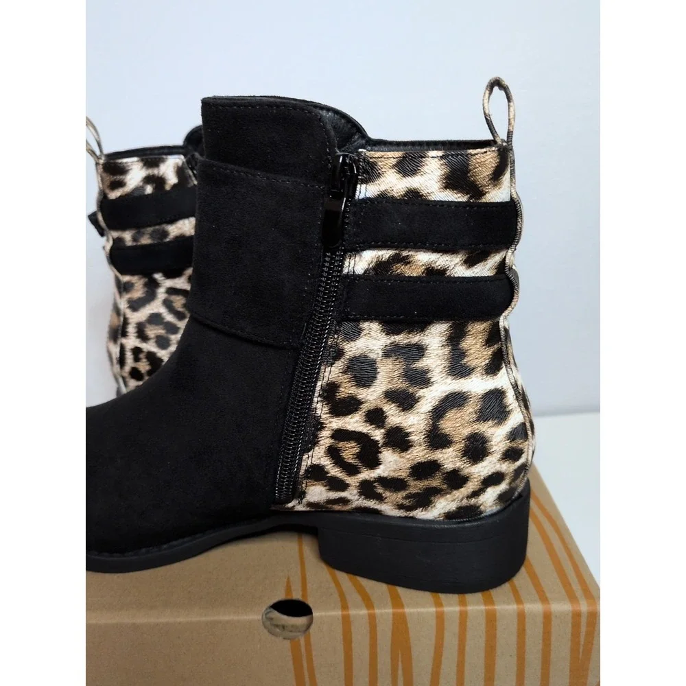 New Globalwin Women Boots‎ Black/Leopard US Size 8